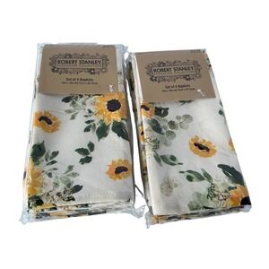 Robert Stanley Sunflower Cloth Napkins Set of 8 Floral Fall Farmhouse 18in NWT